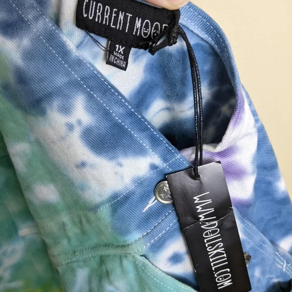 Dolls Kill rainbow tie dye plus size overalls - Picture 6 of 7